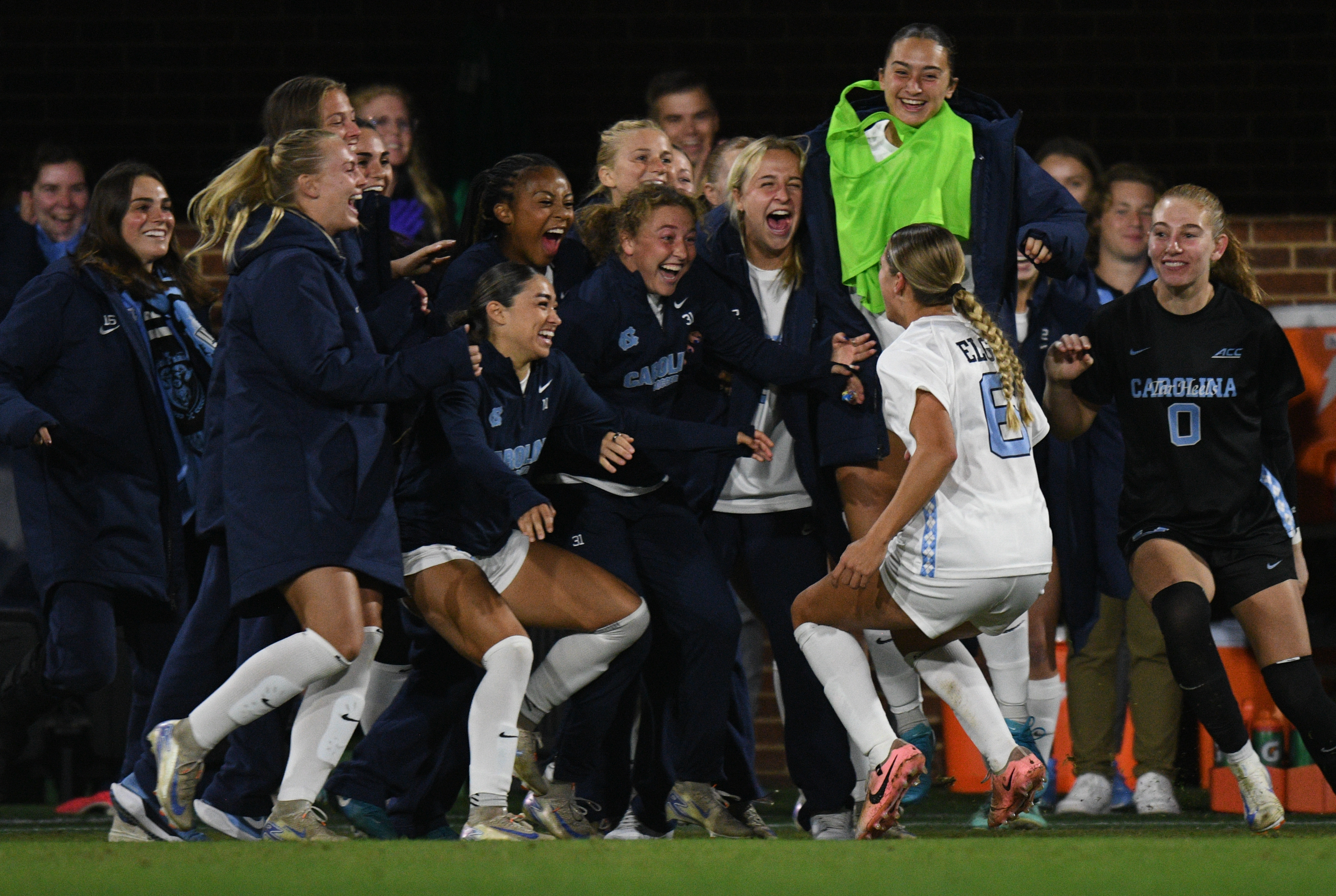 UNC Women's Soccer celebration.